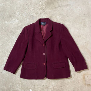 Vintage Daniel Hechter Wool Cashmere Blazer Women's Size 12 Red Burgundy Buttons